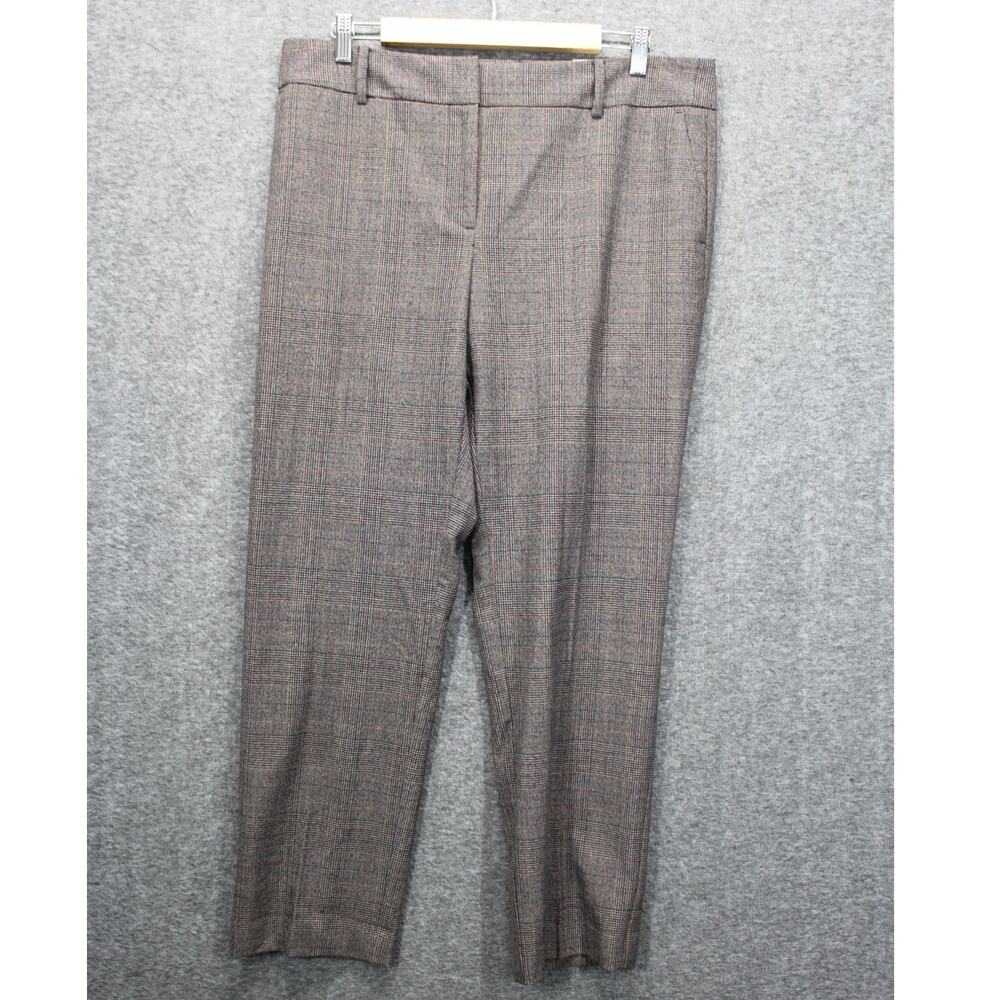 Ann Taylor The Ankle Mid Rise Trousers Size 10 Brown Plaid Slim Leg NEW